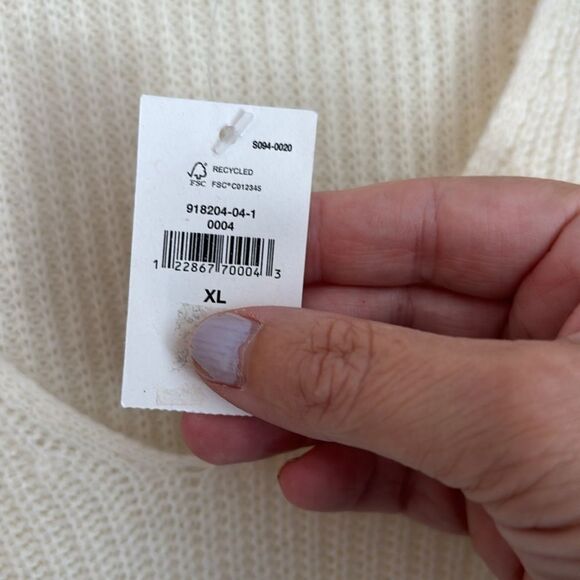 GAP Women's rabbit Hair V-Neck Cream knit classic warm holiday Sweater XL NWT - Picture 5 of 9